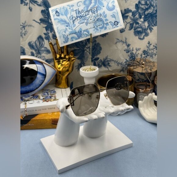 🆕 GUCCI 🧿 NWOT GG1207SA Gold Rimmed Geometric Square Sunglasses, Brown & Gold - Picture 5 of 15